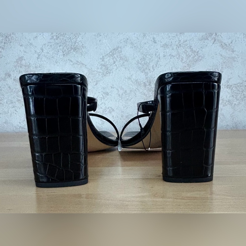 The Drop Avery Black Croc Embossed Heeled Sandals Size 13 NWT Box - Picture 5 of 11